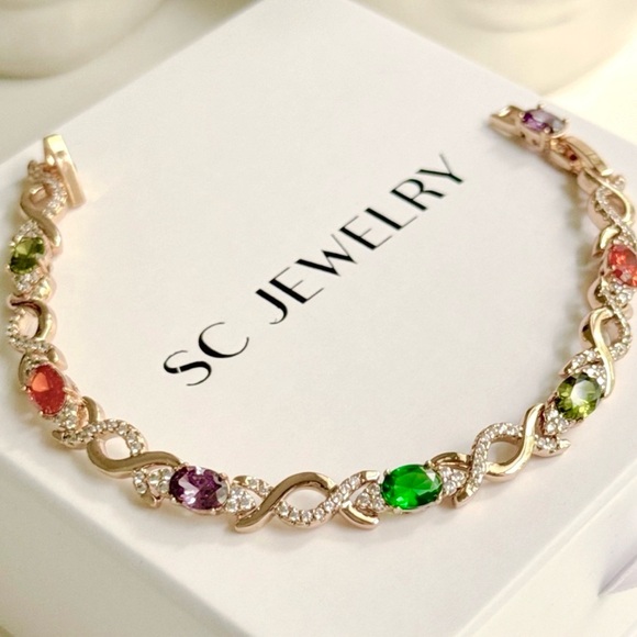 Tennis Bracelet | CZ Stone Wristband | 18K Gold Plated Luxury Jewelry - Picture 6 of 14